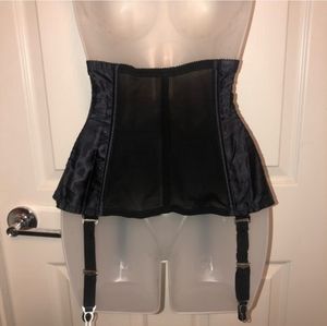 Vintage  LADY MARLENE Waist Cincher BLACK with 4 Garter Straps NWOT Size 28